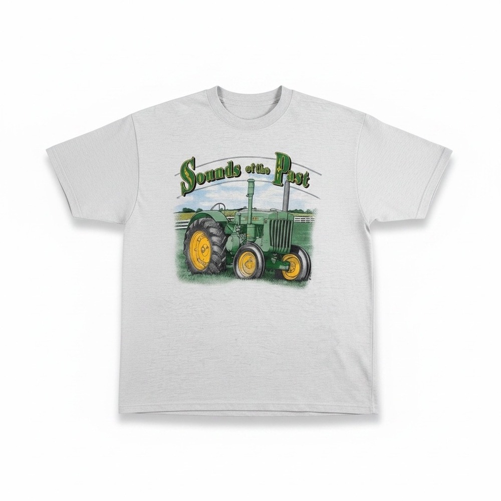 Mens Sounds of the Past John Deere Green Tractor Graphic T-Shirt Heather Gray XL